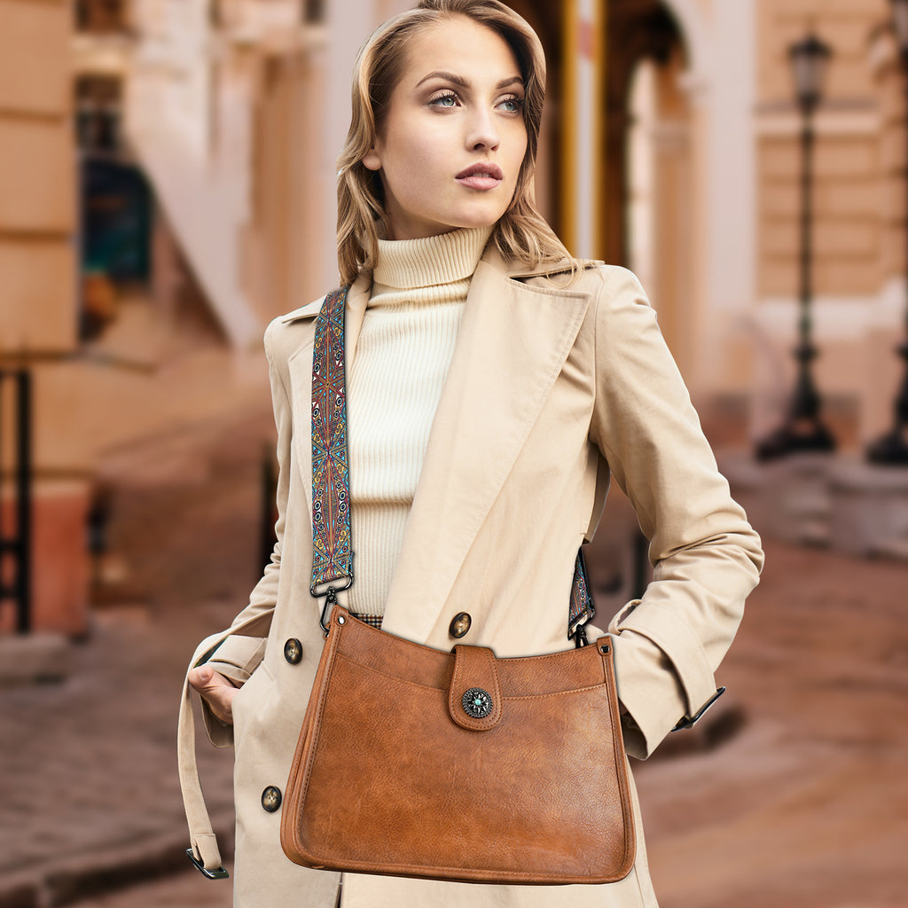 APHISON Crossbody Bags For Women Trendy, Leather Hobo Handbag Crossbody Purses Shoulder Bucket Bag with 2 Adjustable Strap APHISON