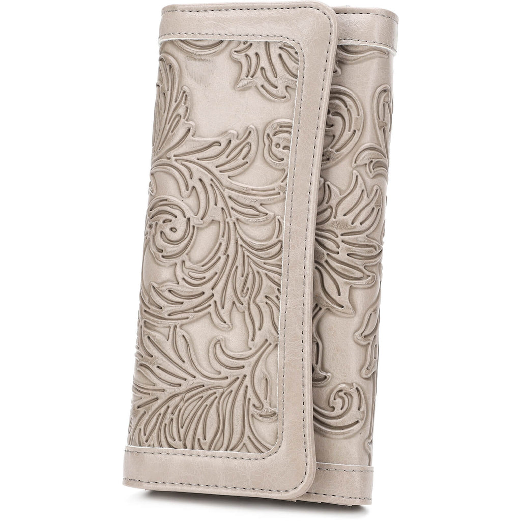 Orchid Embossed Tri-fold long wallet-LIGHT-GRAY Embossed Tri-fold long wallet