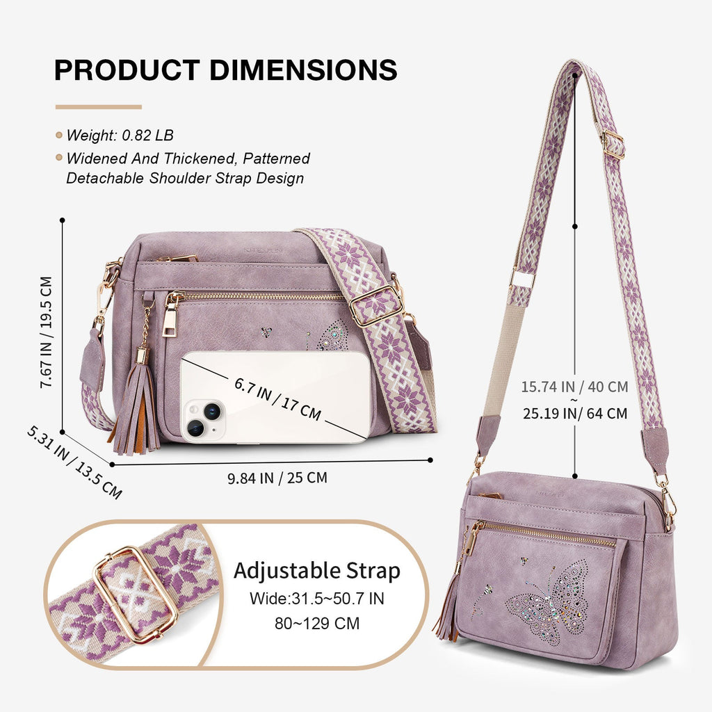 Butterfly Series Crossbody Bags for Women Trendy, Purple APHISON