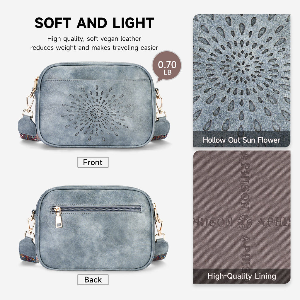 APHISON Sunflower Quilted Crossbody Bags for Women Trendy, Blue APHISON