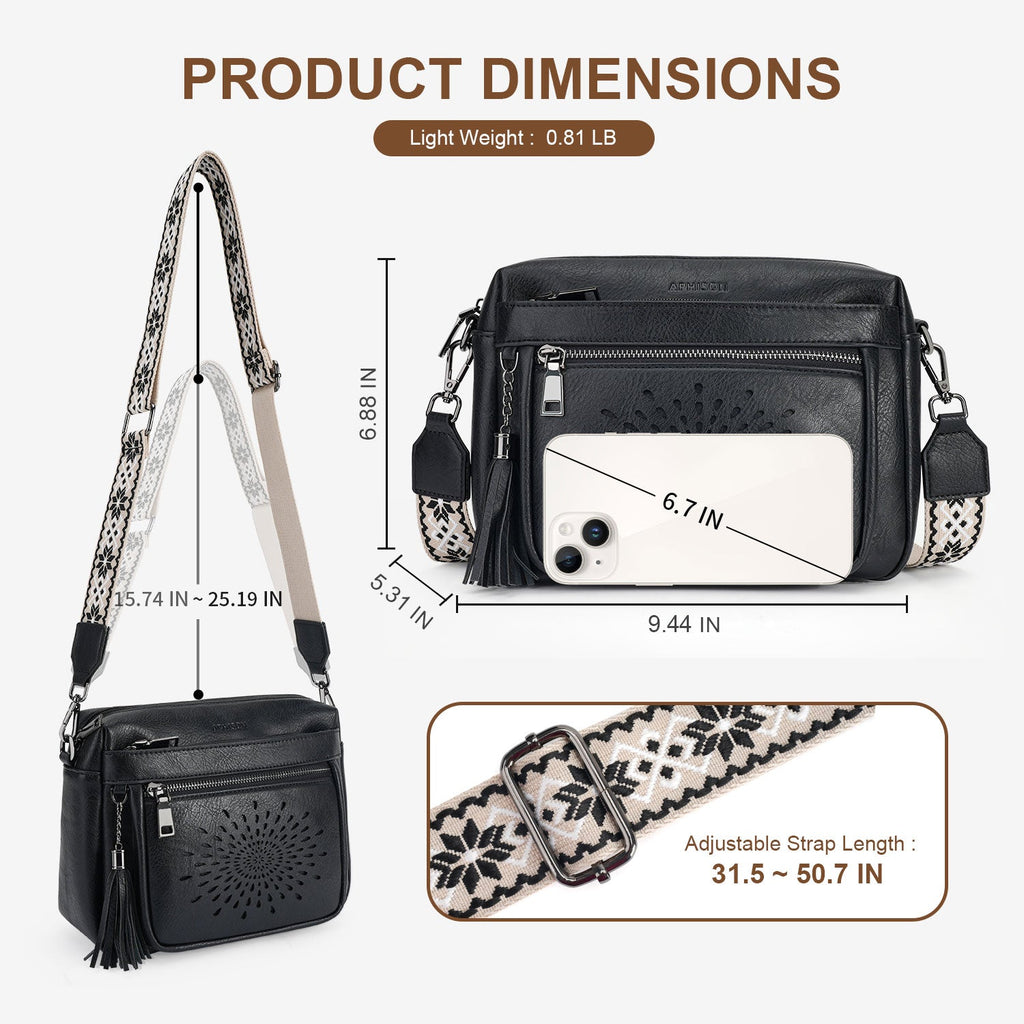 APHISON Sunflower Crossbody Purse for Women, Small Crossbody Bags Trendy, Black APHISON