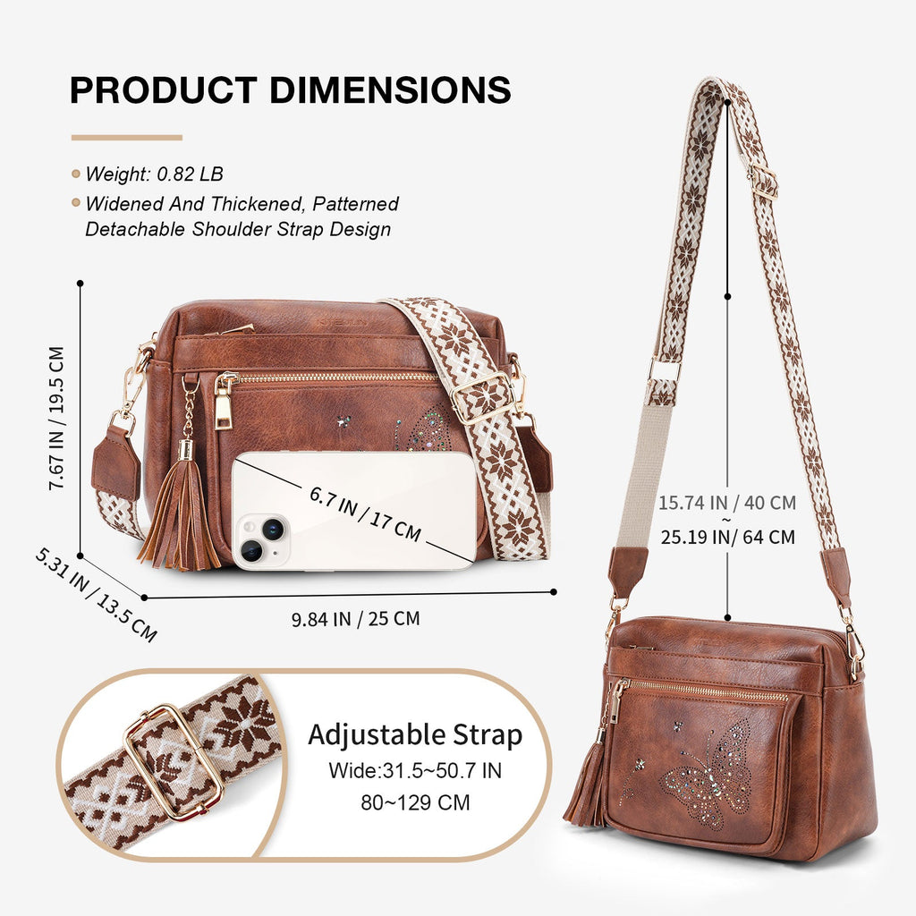 Butterfly Series Crossbody Bags for Women Trendy, Brown APHISON
