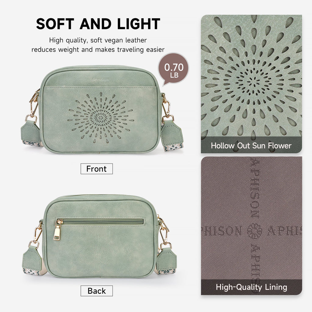 APHISON Sunflower Quilted Crossbody Bags for Women Trendy, Green APHISON