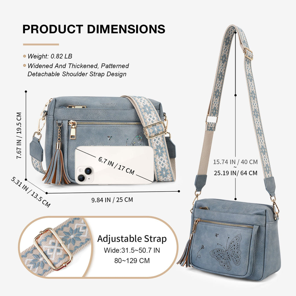 Butterfly Series Crossbody Bags for Women Trendy, Blue APHISON