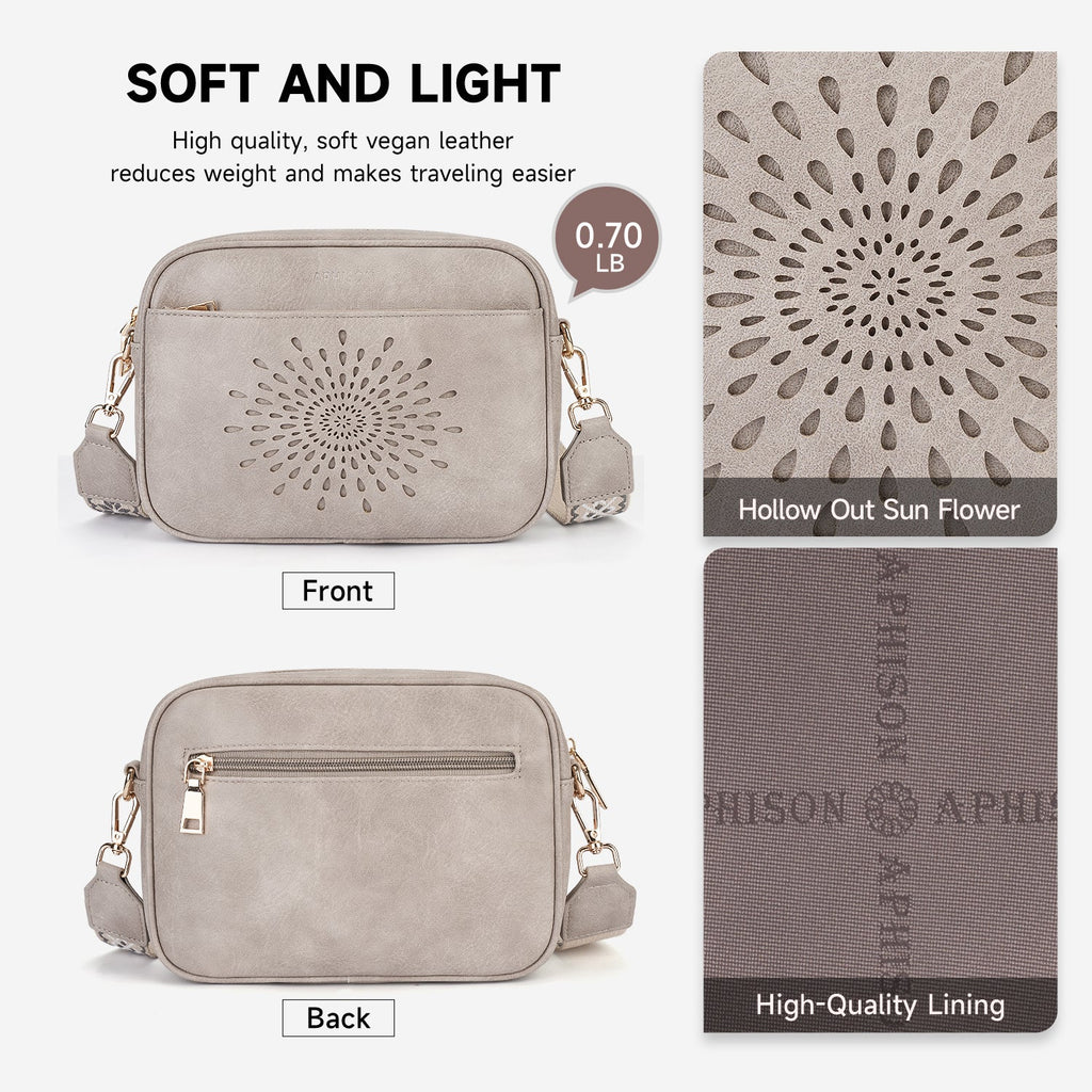 APHISON Sunflower Quilted Crossbody Bags for Women Trendy, Gray APHISON