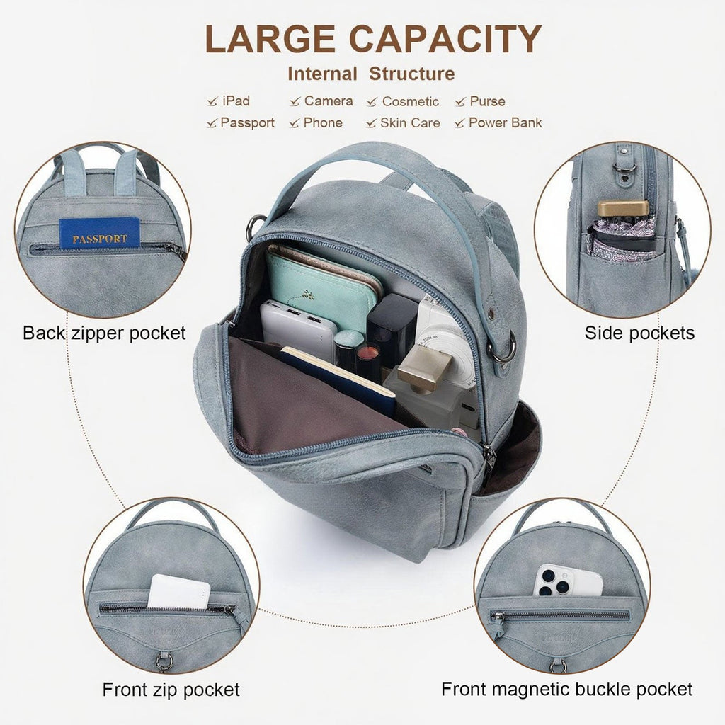 Mini Backpack Purse for Women, Fashion Cute Small Travel Backpacks, Daypacks Handbag, Blue APHISON