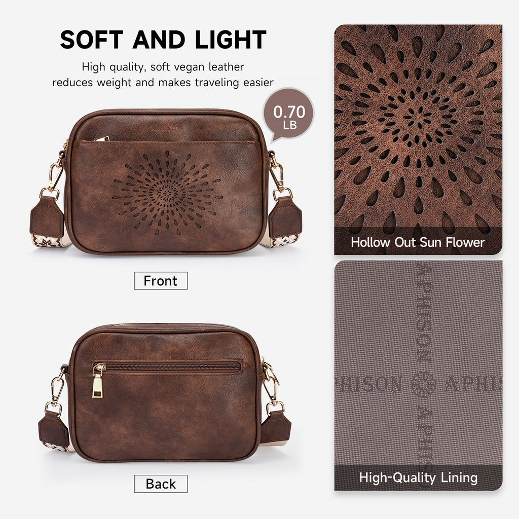 APHISON Sunflower Quilted Crossbody Bags for Women Trendy, Coffee APHISON
