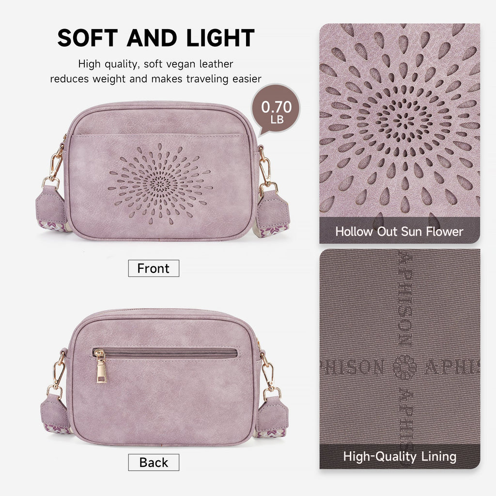 APHISON Sunflower Quilted Crossbody Bags for Women Trendy, Purple APHISON