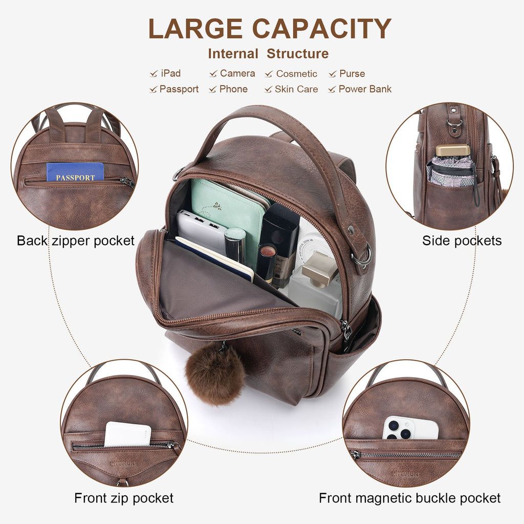 Mini Backpack Purse for Women, Fashion Cute Small Travel Backpacks, Daypacks Handbag, Coffee APHISON