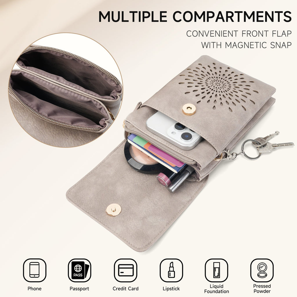 APHISON Sunflower Small Crossbody Bags, Cell Phone Purse, Gray APHISON