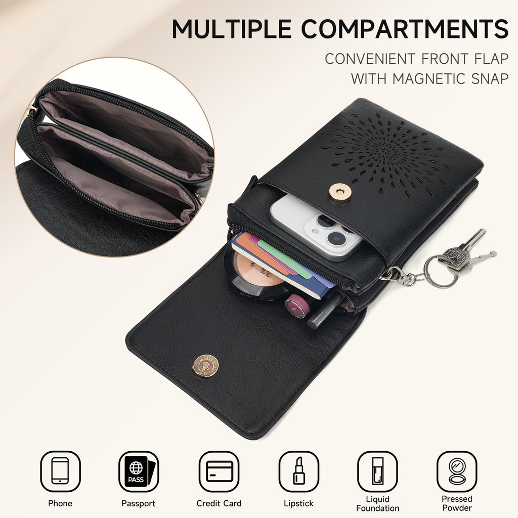 APHISON Sunflower Small Crossbody Bags, Cell Phone Purse, Black APHISON