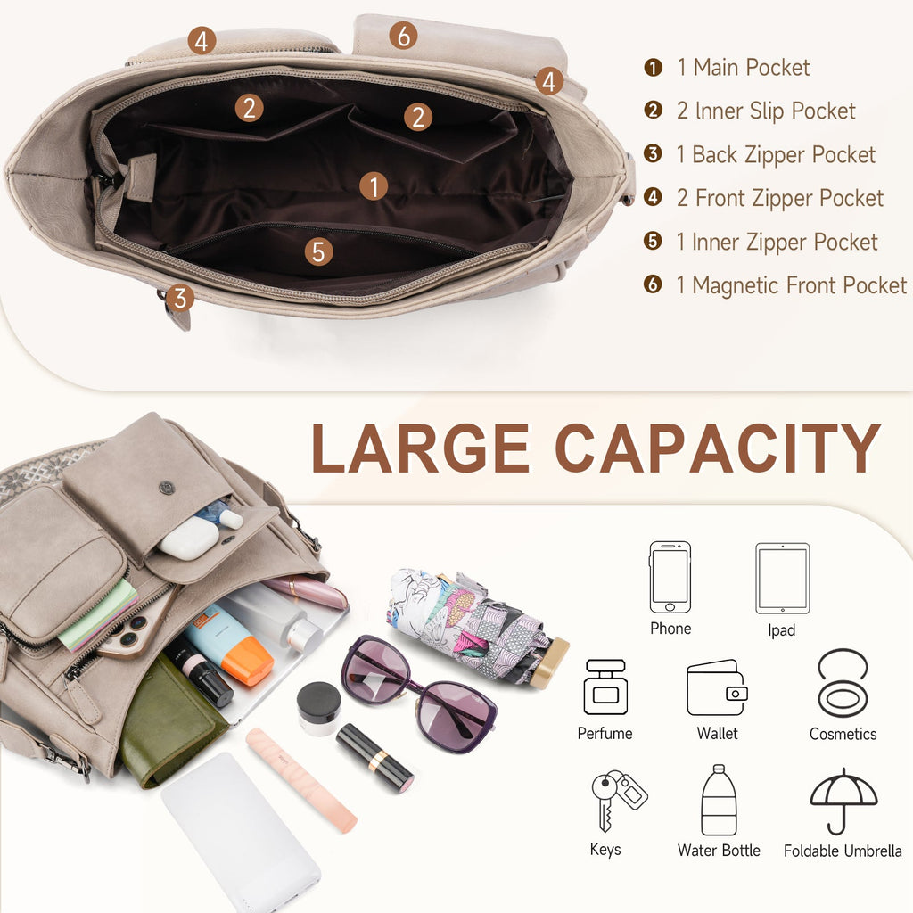 Crossbody Bags for Women Trendy with Multiple Pockets, Gray APHISON