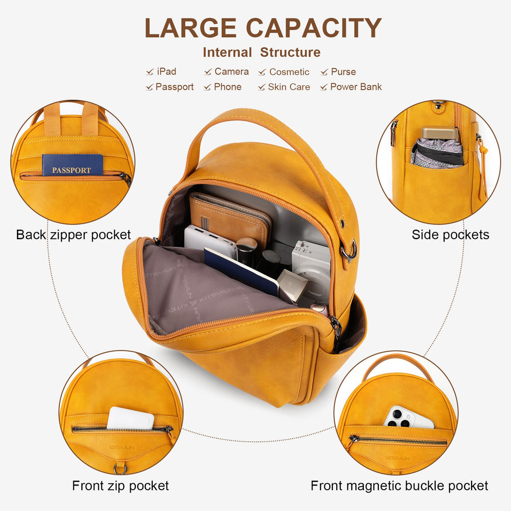 Mini Backpack Purse for Women, Fashion Cute Small Travel Backpacks, Daypacks Handbag, Yellow APHISON