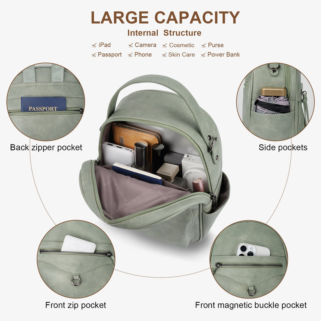 Mini Backpack Purse for Women, Fashion Cute Small Travel Backpacks, Daypacks Handbag, Green APHISON