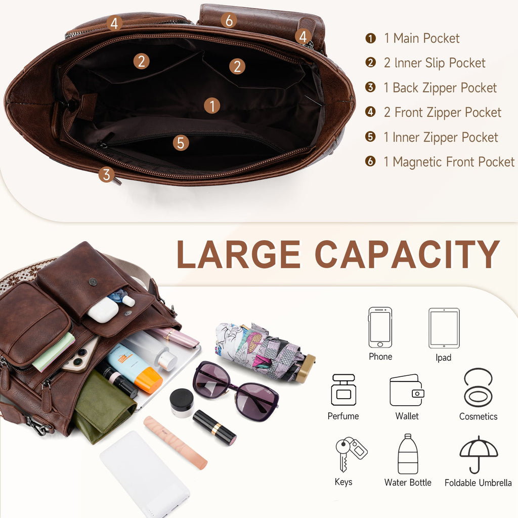 Crossbody Bags for Women Trendy with Multiple Pockets, Coffee APHISON