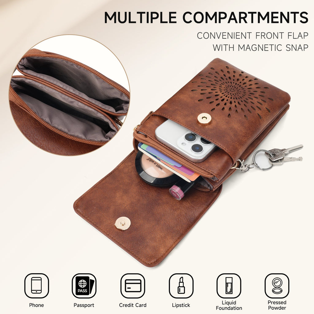 APHISON Sunflower Small Crossbody Bags, Cell Phone Purse, Brown APHISON