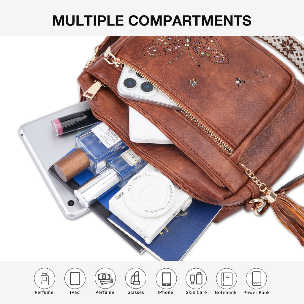 Butterfly Series Crossbody Bags for Women Trendy, Brown APHISON