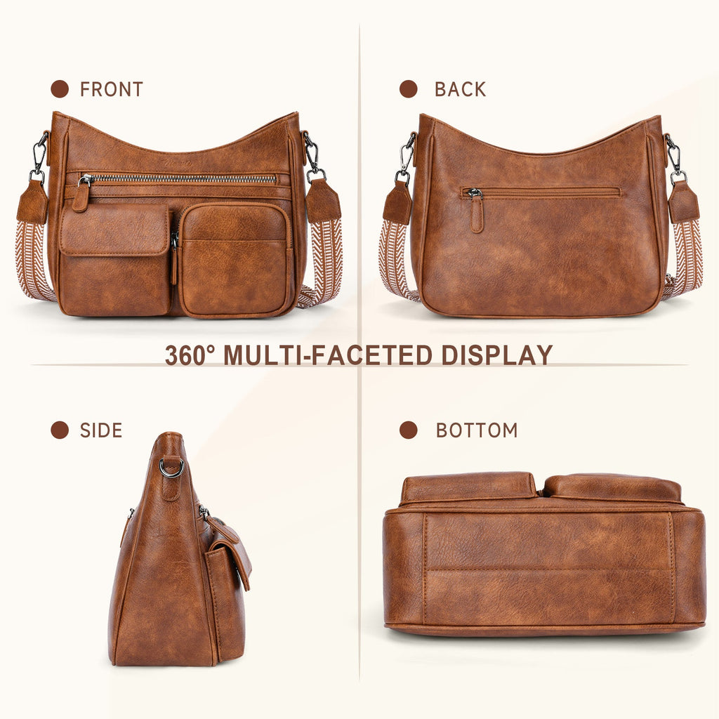 Crossbody Bags for Women Trendy with Multiple Pockets, Brown APHISON