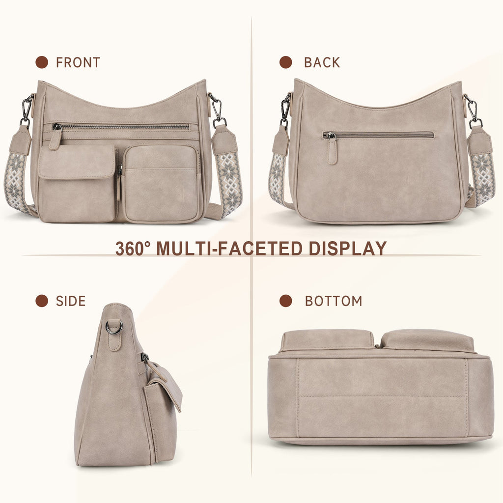 Crossbody Bags for Women Trendy with Multiple Pockets, Gray APHISON