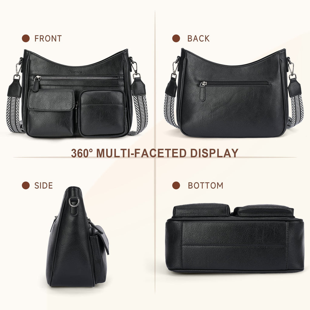 Crossbody Bags for Women Trendy with Multiple Pockets, Black APHISON