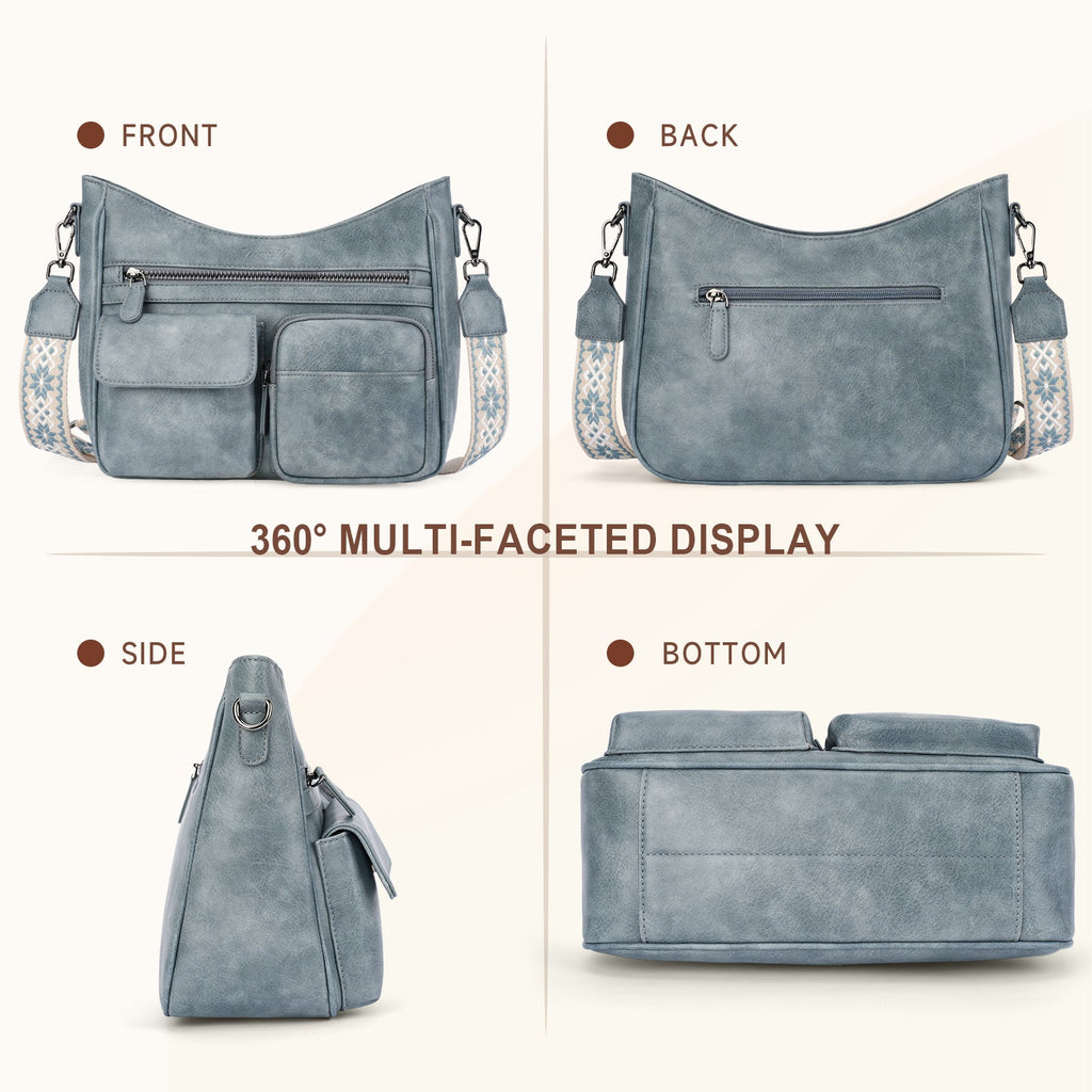 Crossbody Bags for Women Trendy with Multiple Pockets, Blue APHISON