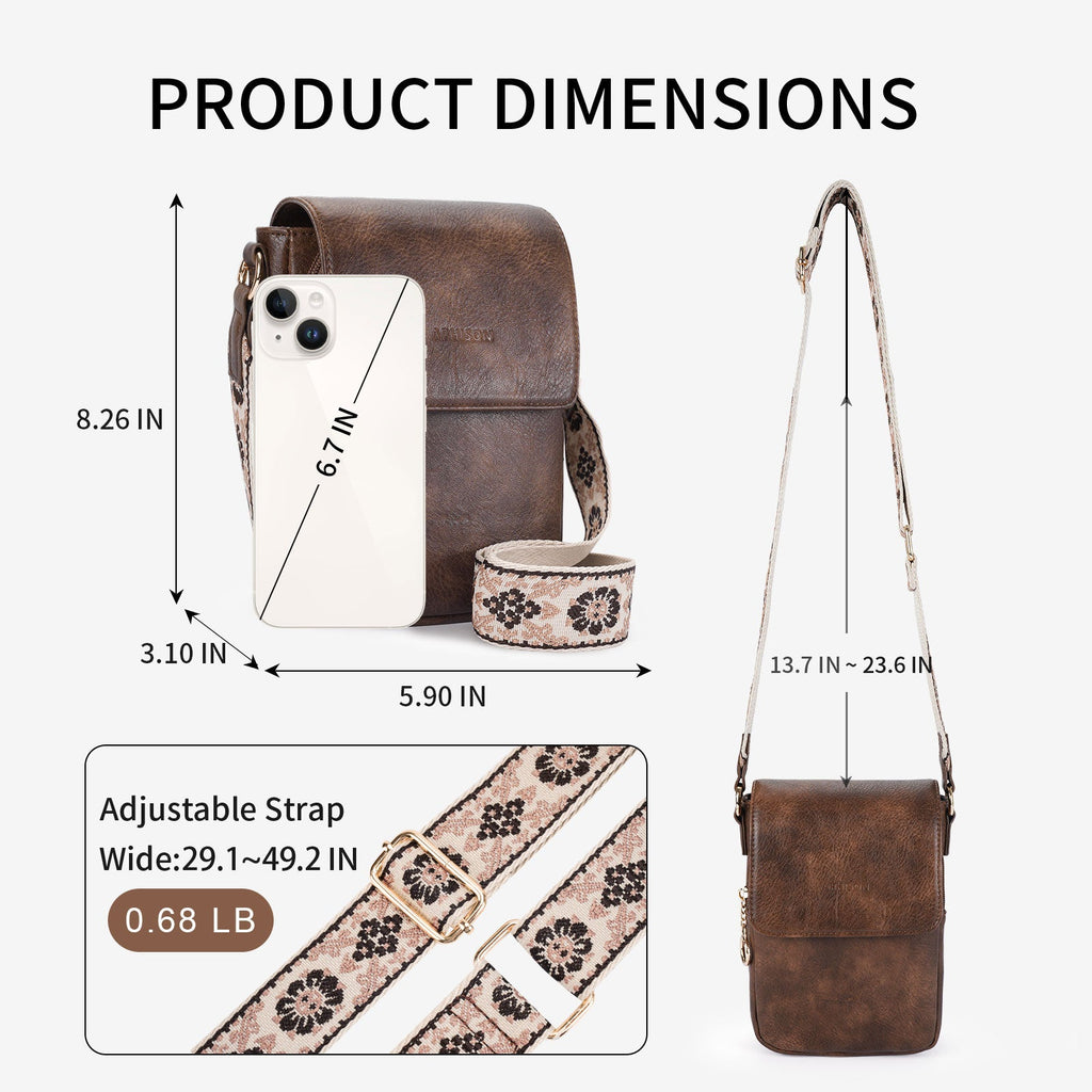 APHISON Small Crossbody Bags, Cell Phone Purse, Coffee APHISON