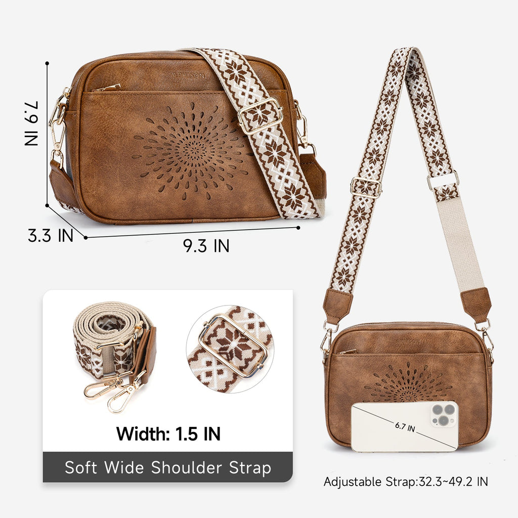 APHISON Sunflower Quilted Crossbody Bags for Women Trendy, Brown APHISON