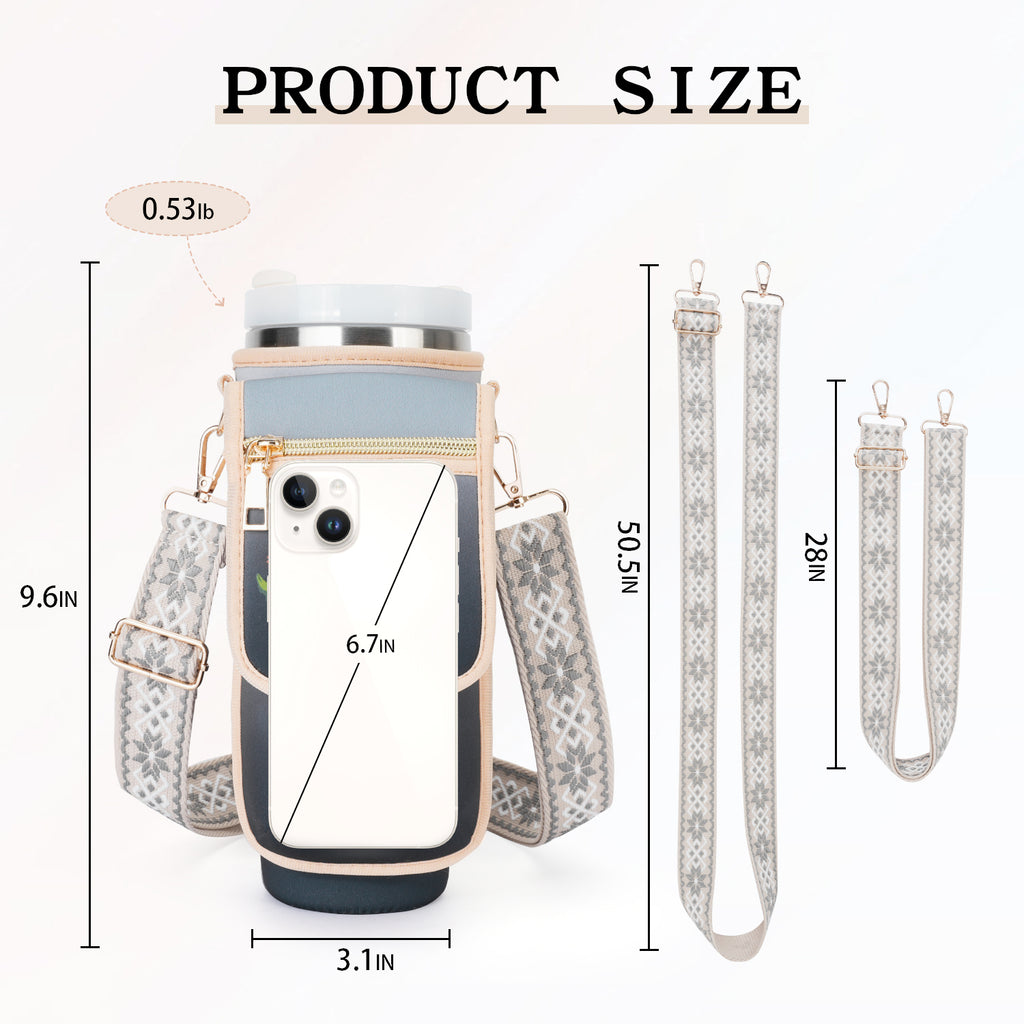 Water Bottle Carrier Bag for Stanley 40 oz Tumbler with Phone Pocket Purses Water Bottle Holder with Adjustable Wide Strap, 87A GREEN-BLUE APHISON