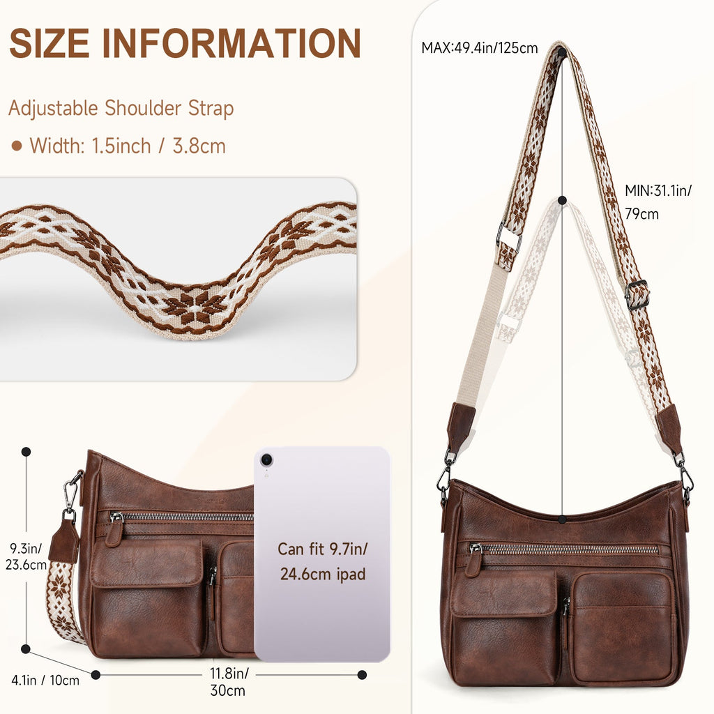 Crossbody Bags for Women Trendy with Multiple Pockets, Coffee APHISON