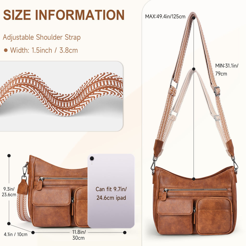 Crossbody Bags for Women Trendy with Multiple Pockets, Brown APHISON