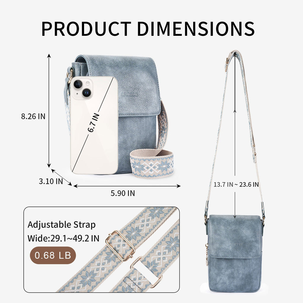 APHISON Small Crossbody Bags, Cell Phone Purse, Blue APHISON