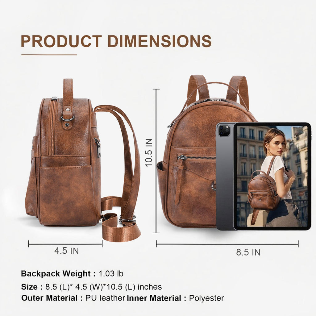 Mini Backpack Purse for Women, Fashion Cute Small Travel Backpacks, Daypacks Handbag, Brown APHISON