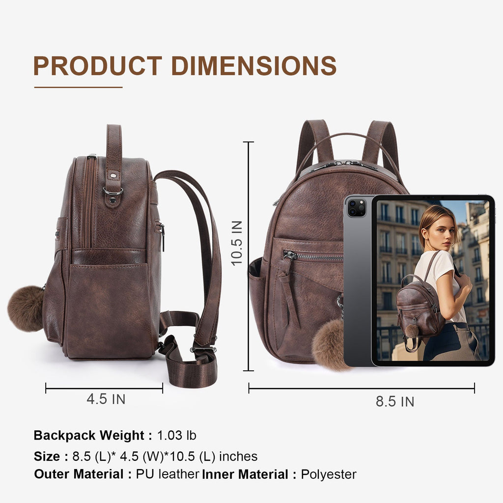 Mini Backpack Purse for Women, Fashion Cute Small Travel Backpacks, Daypacks Handbag, Coffee APHISON