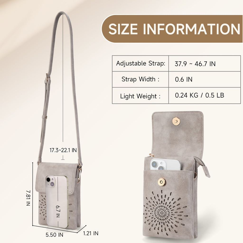 APHISON Sunflower Small Crossbody Bags, Cell Phone Purse, Gray APHISON