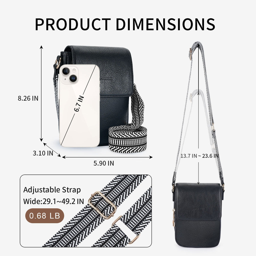 APHISON Small Crossbody Bags, Cell Phone Purse, Black APHISON
