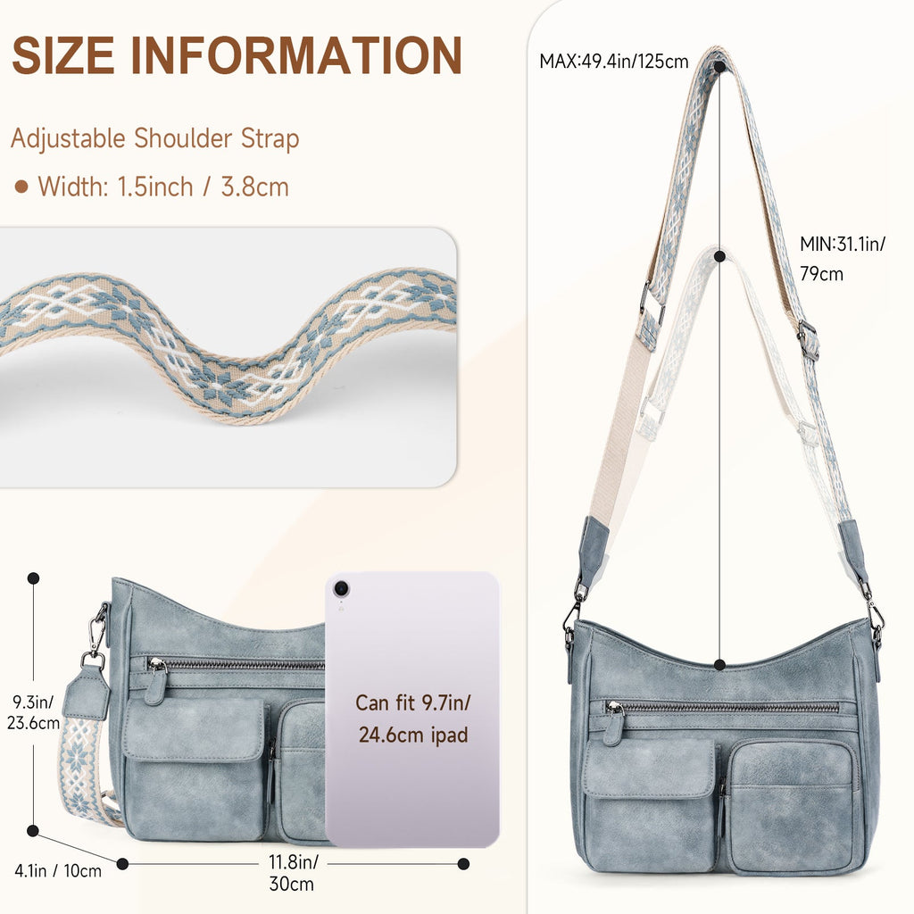Crossbody Bags for Women Trendy with Multiple Pockets, Blue APHISON