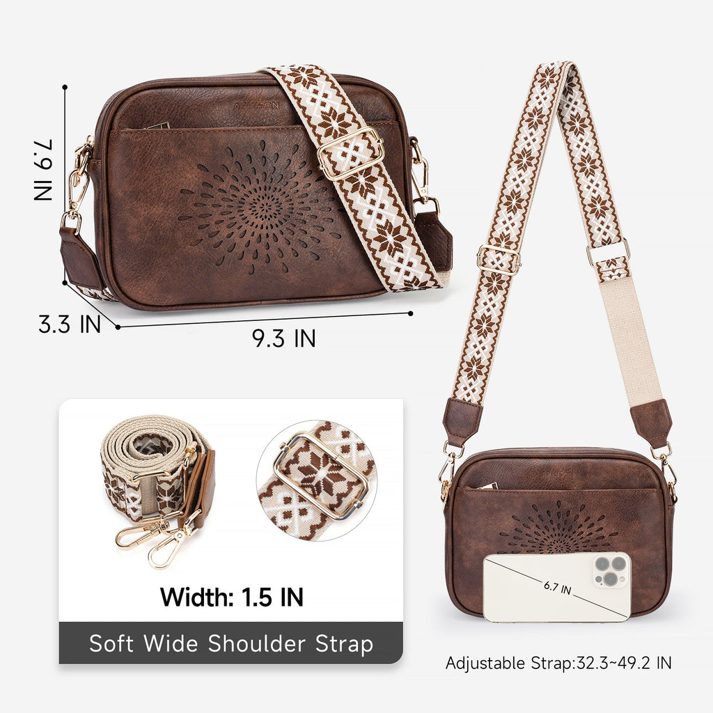 APHISON Sunflower Quilted Crossbody Bags for Women Trendy, Coffee APHISON