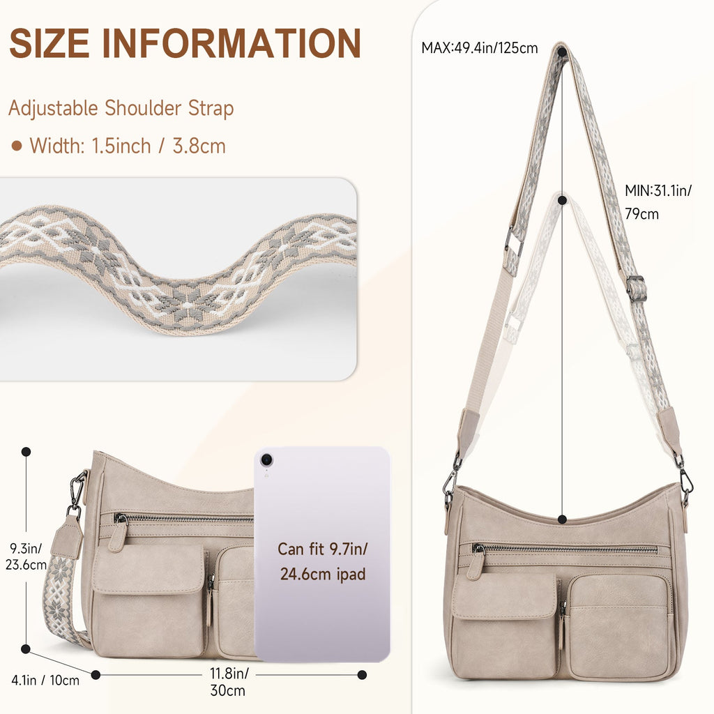 Crossbody Bags for Women Trendy with Multiple Pockets, Gray APHISON