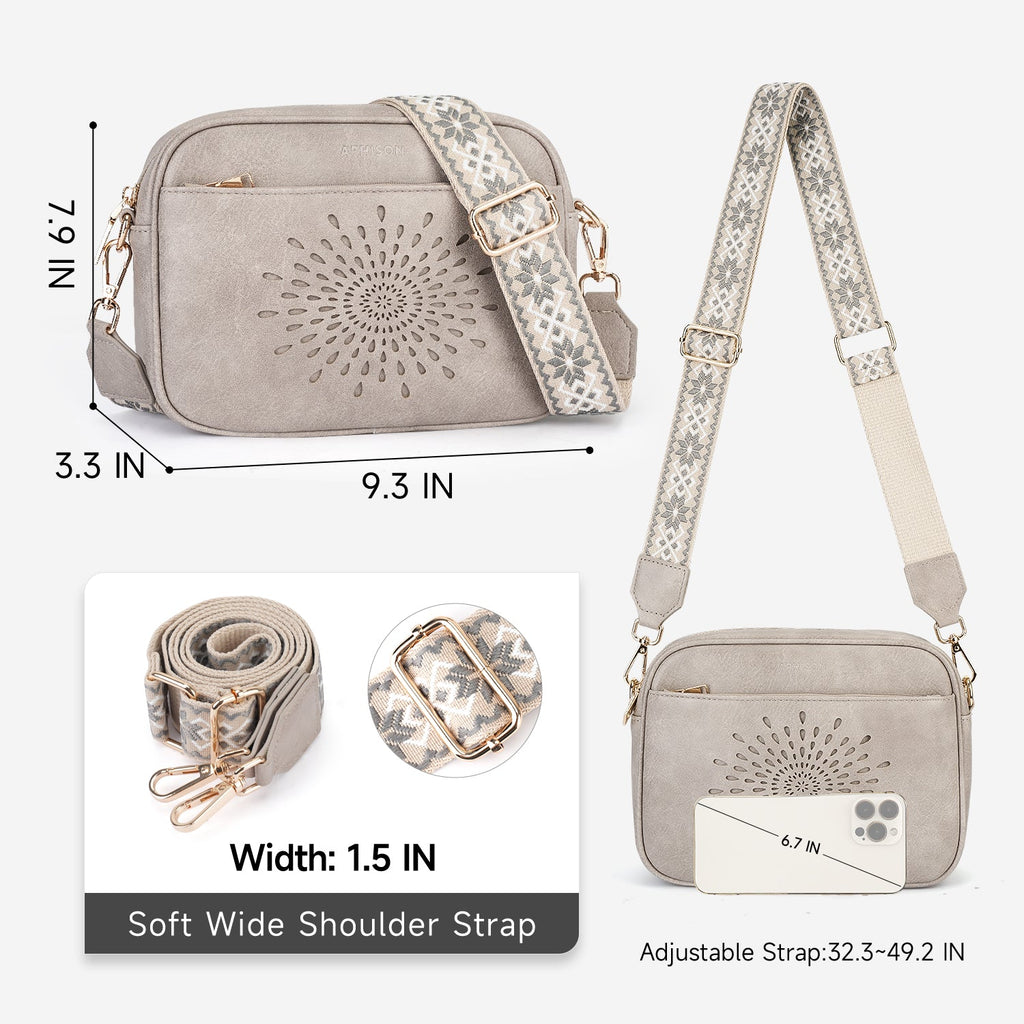 APHISON Sunflower Quilted Crossbody Bags for Women Trendy, Gray APHISON