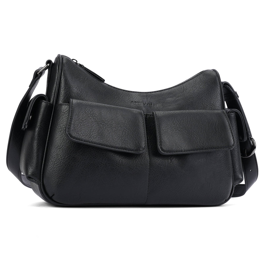 APHISON Shoulder Bag for Women, Vegan Leather Crossbody Purses, Black APHISON