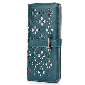 Wallet for Women Ultra Slim Thin Leather Slim Thin RFID Blocking Credit Card Wallet RFID Blocking Bifold Clutch Long Ladies Wallets Gift(PEACOCK-BLUE) APHISON