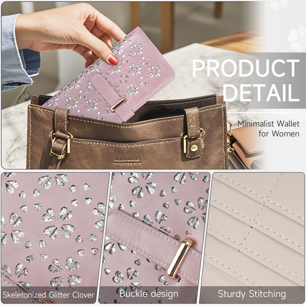 Wallet for Women Ultra Slim Thin Leather Slim Thin RFID Blocking Credit Card Wallet RFID Blocking Bifold Clutch Long Ladies Wallets Gift(PURPLE) APHISON