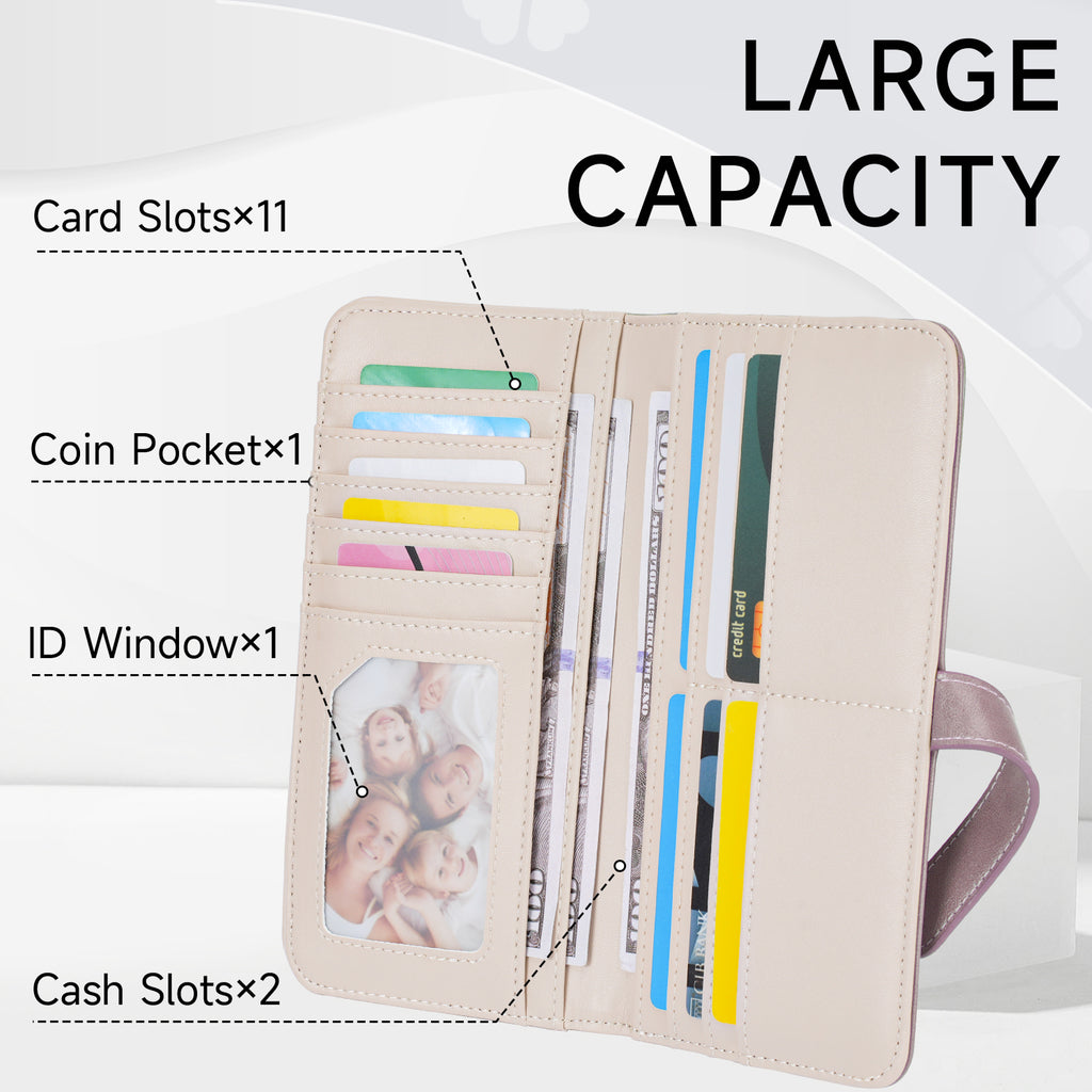 Wallet for Women Ultra Slim Thin Leather Slim Thin RFID Blocking Credit Card Wallet RFID Blocking Bifold Clutch Long Ladies Wallets Gift(PURPLE) APHISON