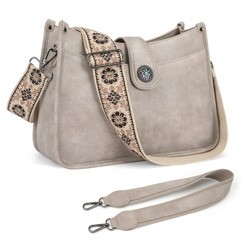 APHISON Crossbody Bags For Women Trendy, Leather Hobo Handbag Crossbody Purses Shoulder Bucket Bag with 2 Adjustable Strap APHISON