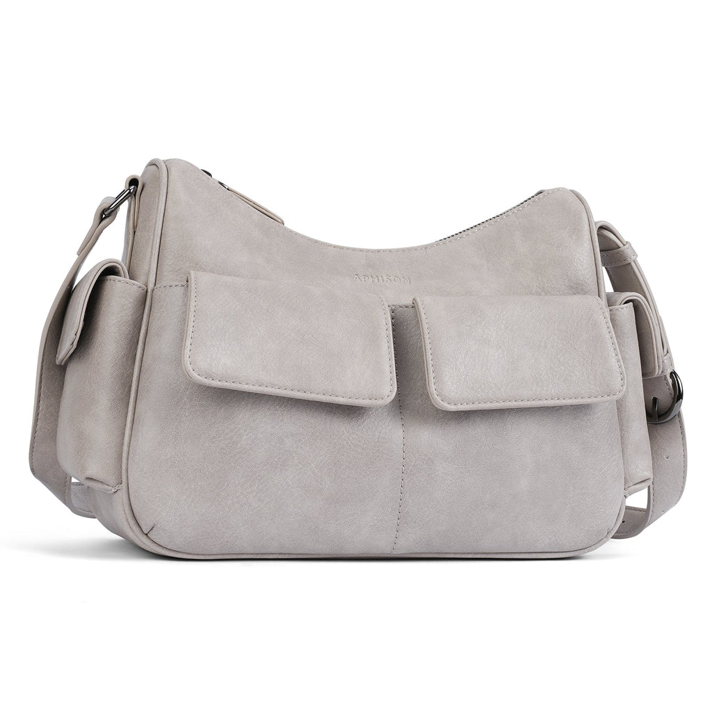 APHISON Shoulder Bag for Women, Vegan Leather Crossbody Purses, Gray APHISON