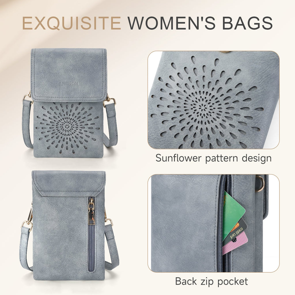 APHISON Sunflower Small Crossbody Bags, Cell Phone Purse, Blue APHISON