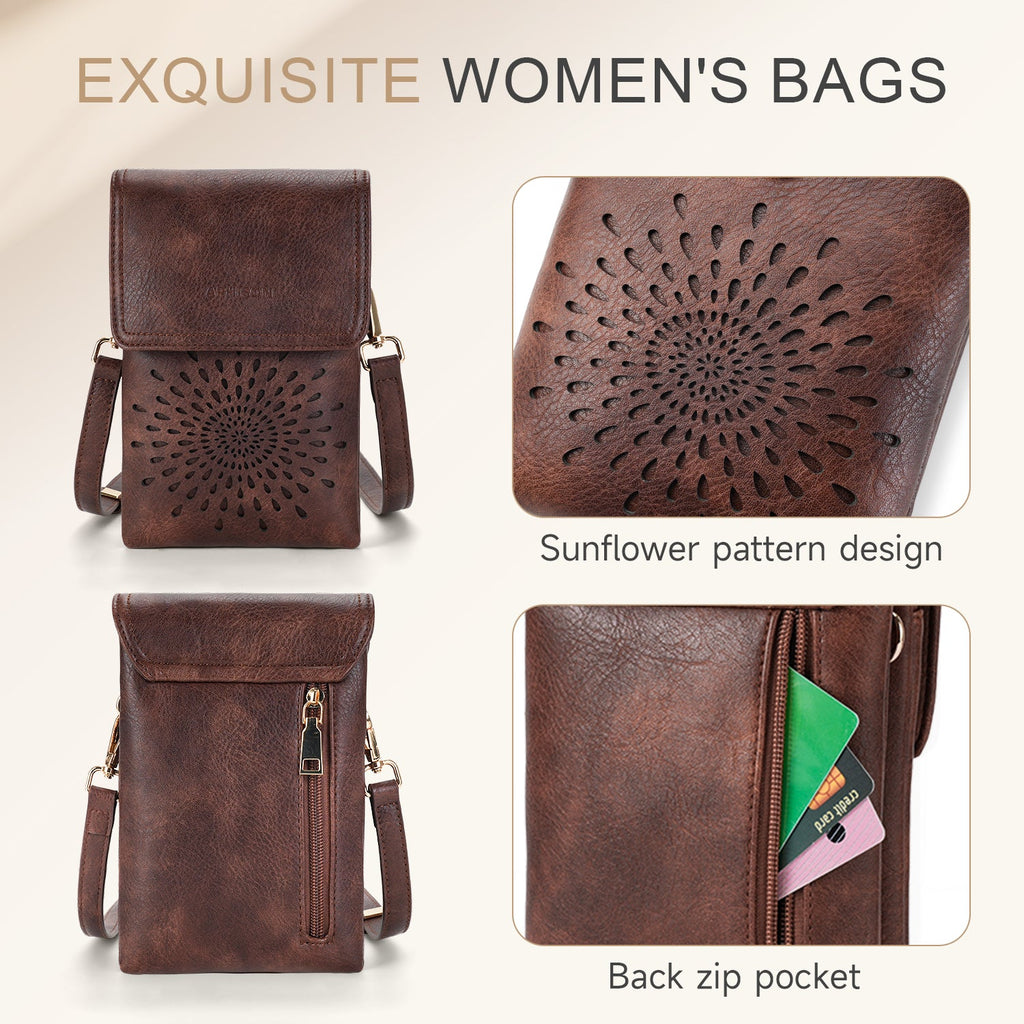 APHISON Sunflower Small Crossbody Bags, Cell Phone Purse, Coffee APHISON