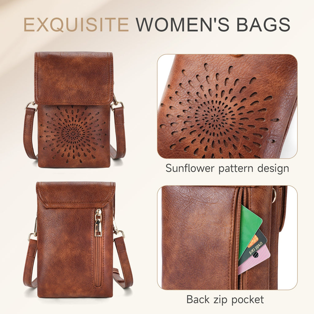 APHISON Sunflower Small Crossbody Bags, Cell Phone Purse, Brown APHISON