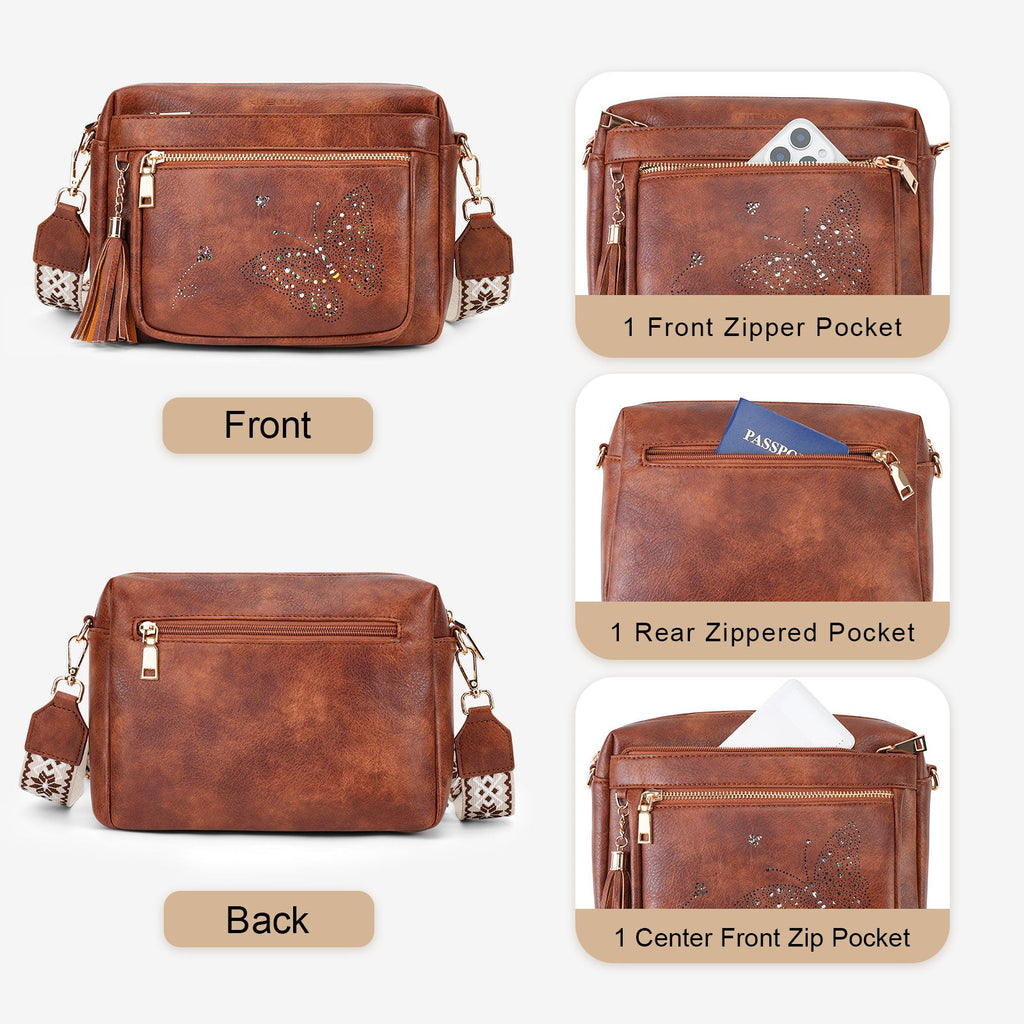 Butterfly Series Crossbody Bags for Women Trendy, Brown APHISON