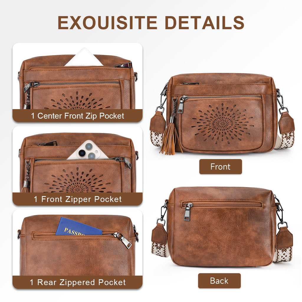 APHISON Sunflower Crossbody Purse for Women, Small Crossbody Bags Trendy, Brown APHISON